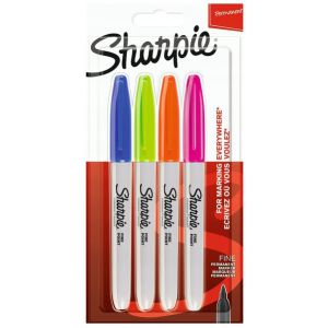 Markery permanentne Sharpie Fine, 4 kolory
